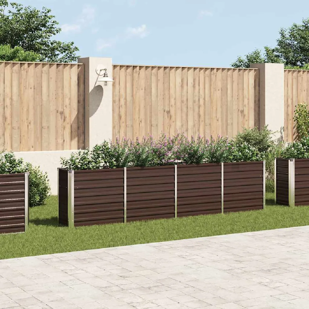 VIDAXL - Jardinière - Acier Galvanisé - Marron - 320x40x77 cm - Image 2