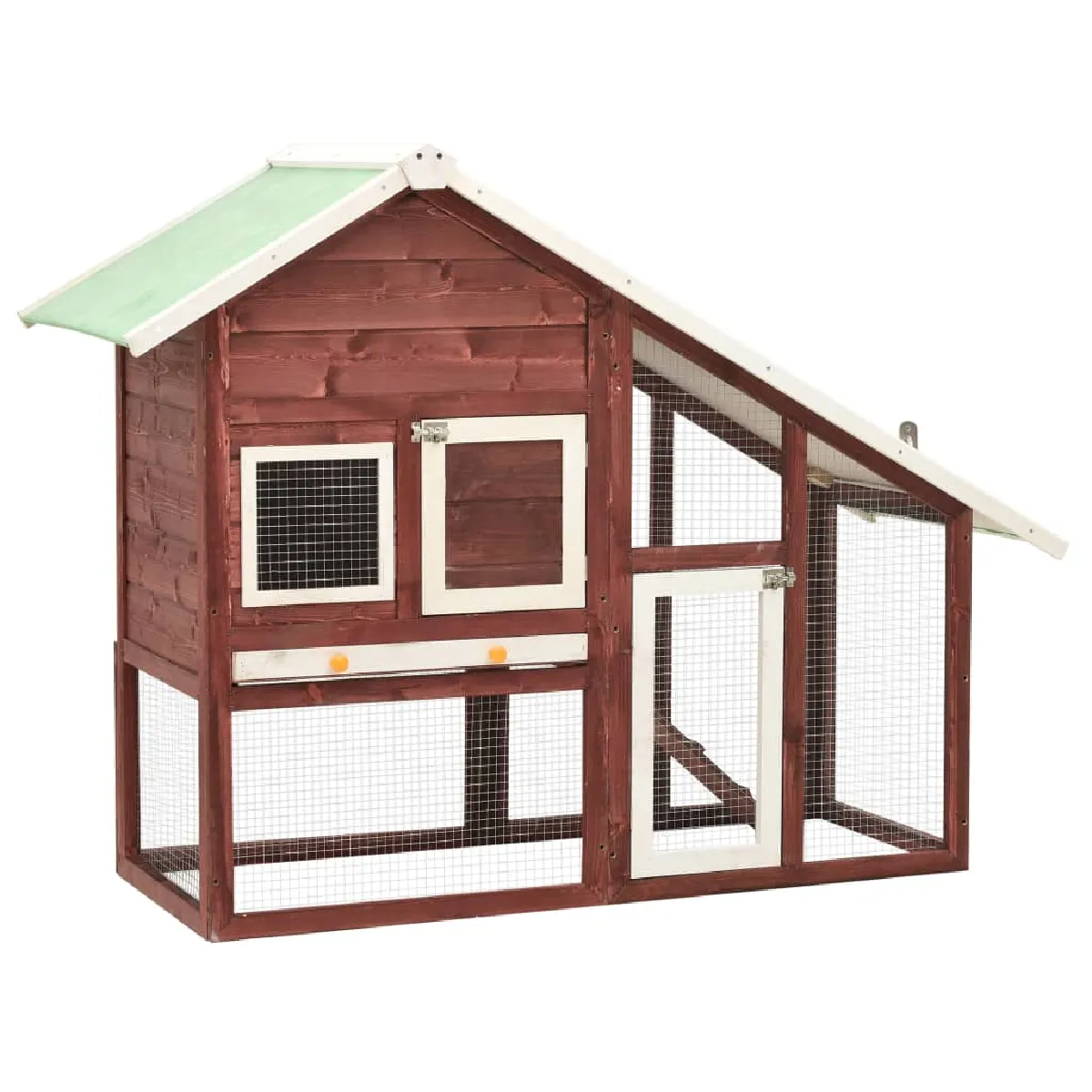 VIDAXL Clapier &agrave; lapin Moka et blanc 140 x 63 x 120 cm Bois massif