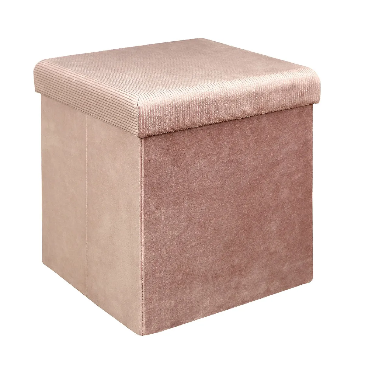 The Home Deco Factory Rose Pouf Coffre Pliable En Velours Design Giulia - L. 38 X H. 38 Cm