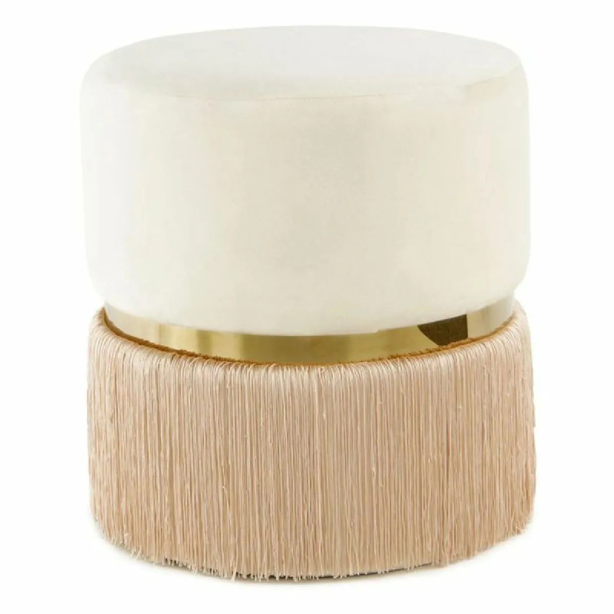 Paris Prix Ivoire Pouf Rond Tissu