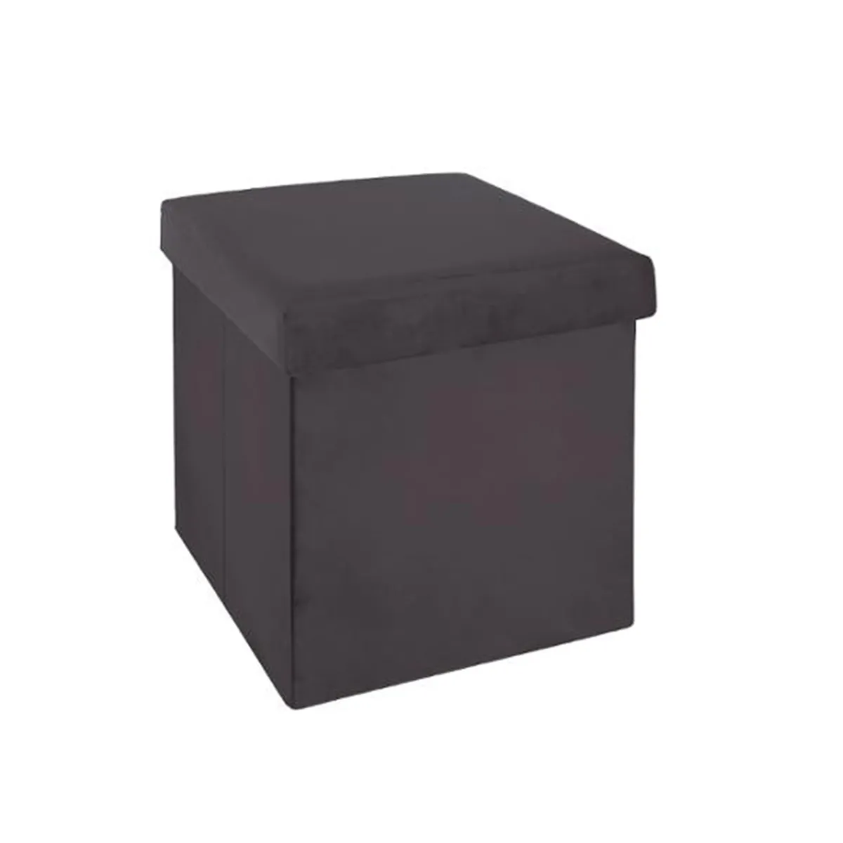 Atmosphera Gris Pouf Velours Carré - Foncé