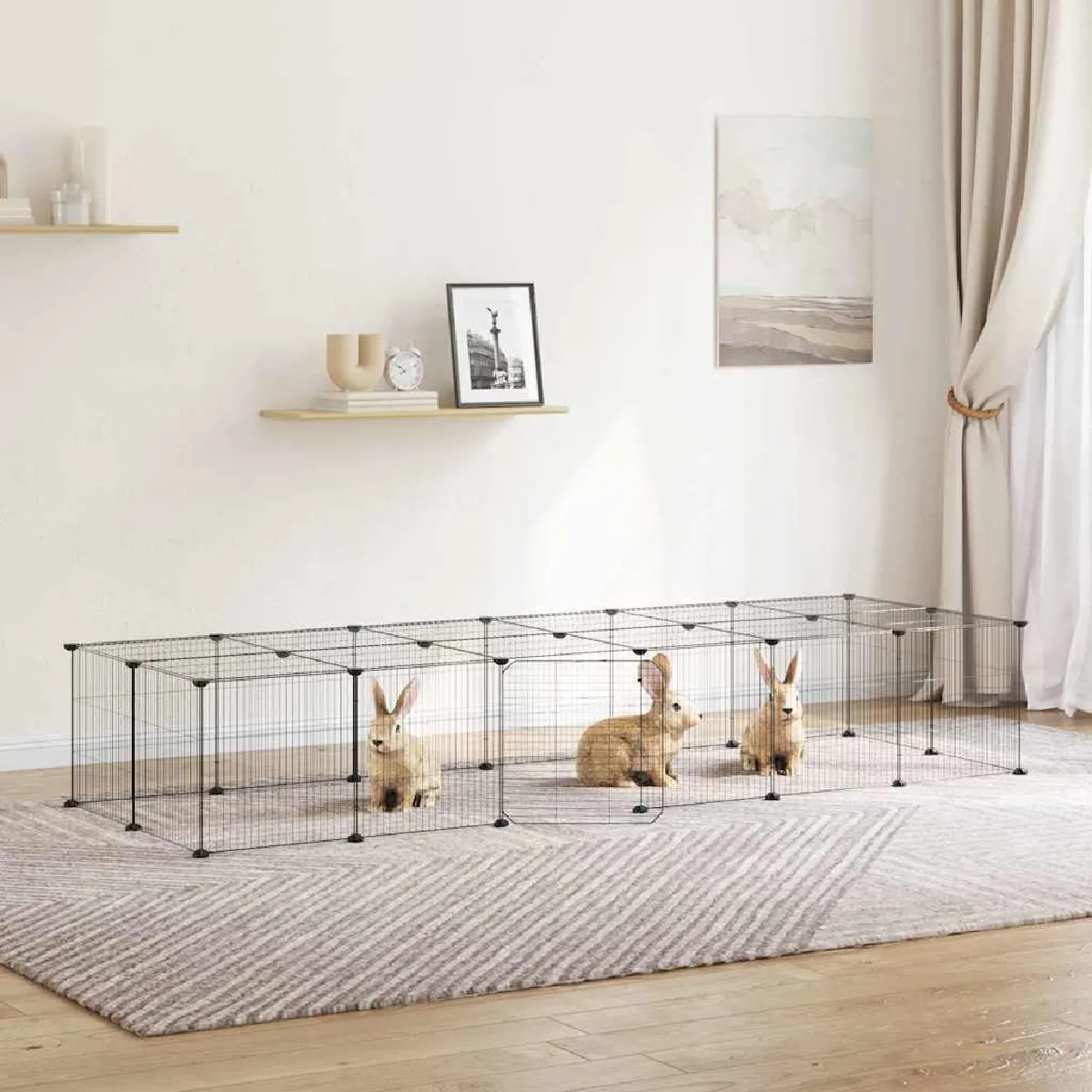 vidaXL Cage animaux de compagnie à 28 panneaux et porte Noir 35x35 cm