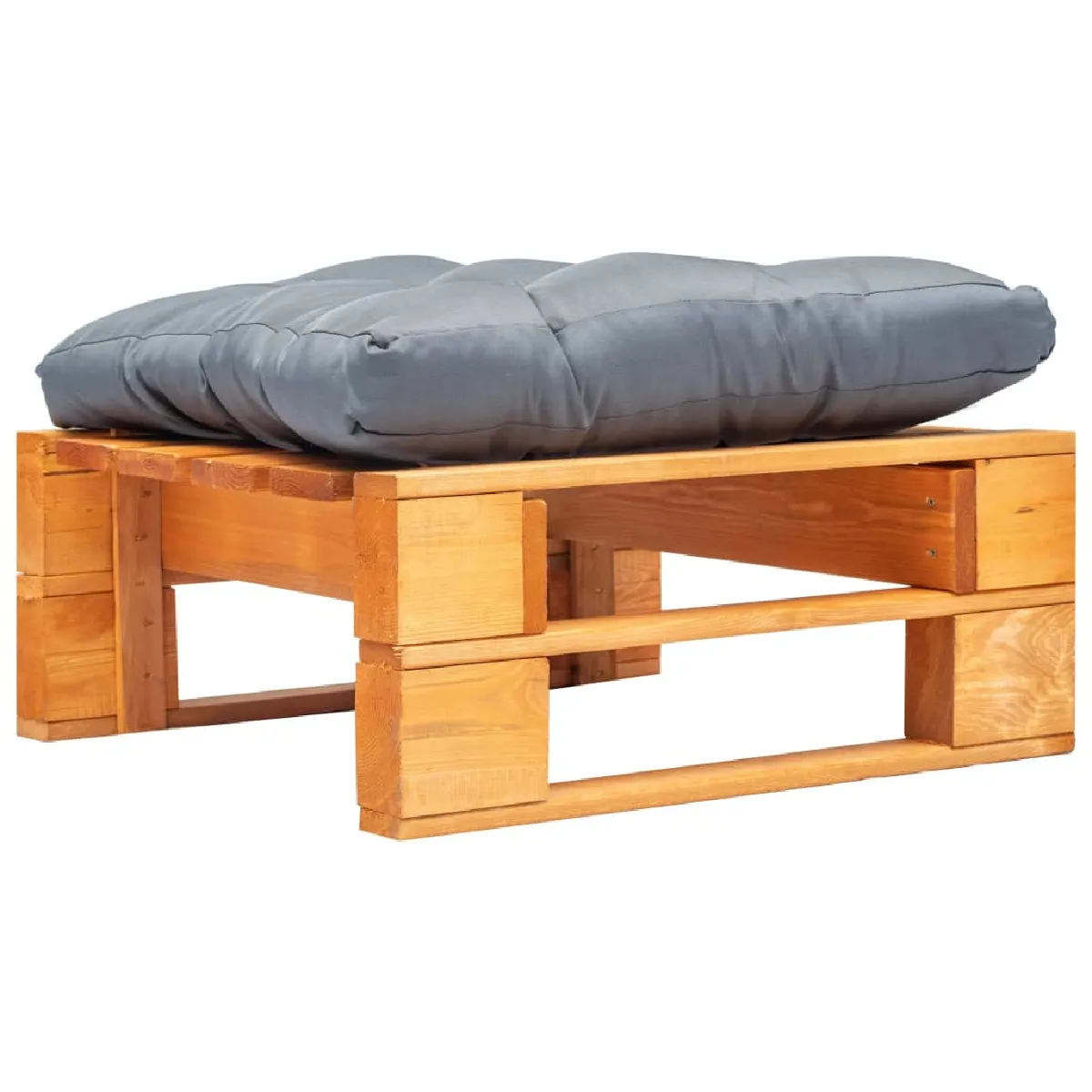 Vidaxl Gris/Marron Repose Pied Palette De Jardin Et Coussin Miel Bois - Image 2