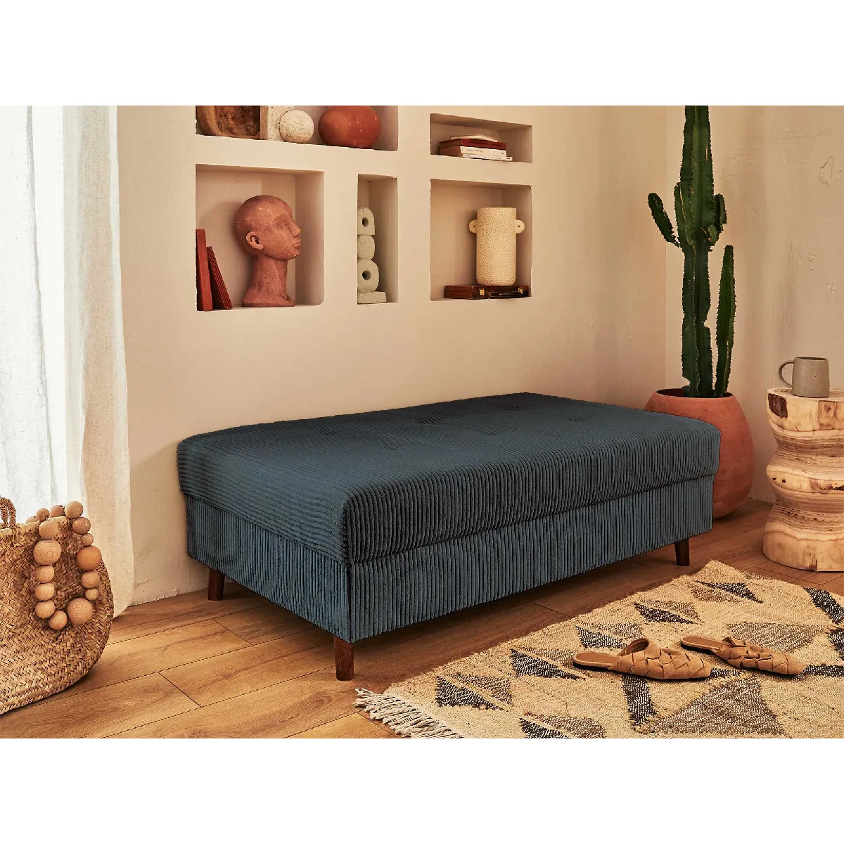 Non Communiqué Rune - Pouf Modulable - En Velours Côtelé - Bleu Nuit - Image 3