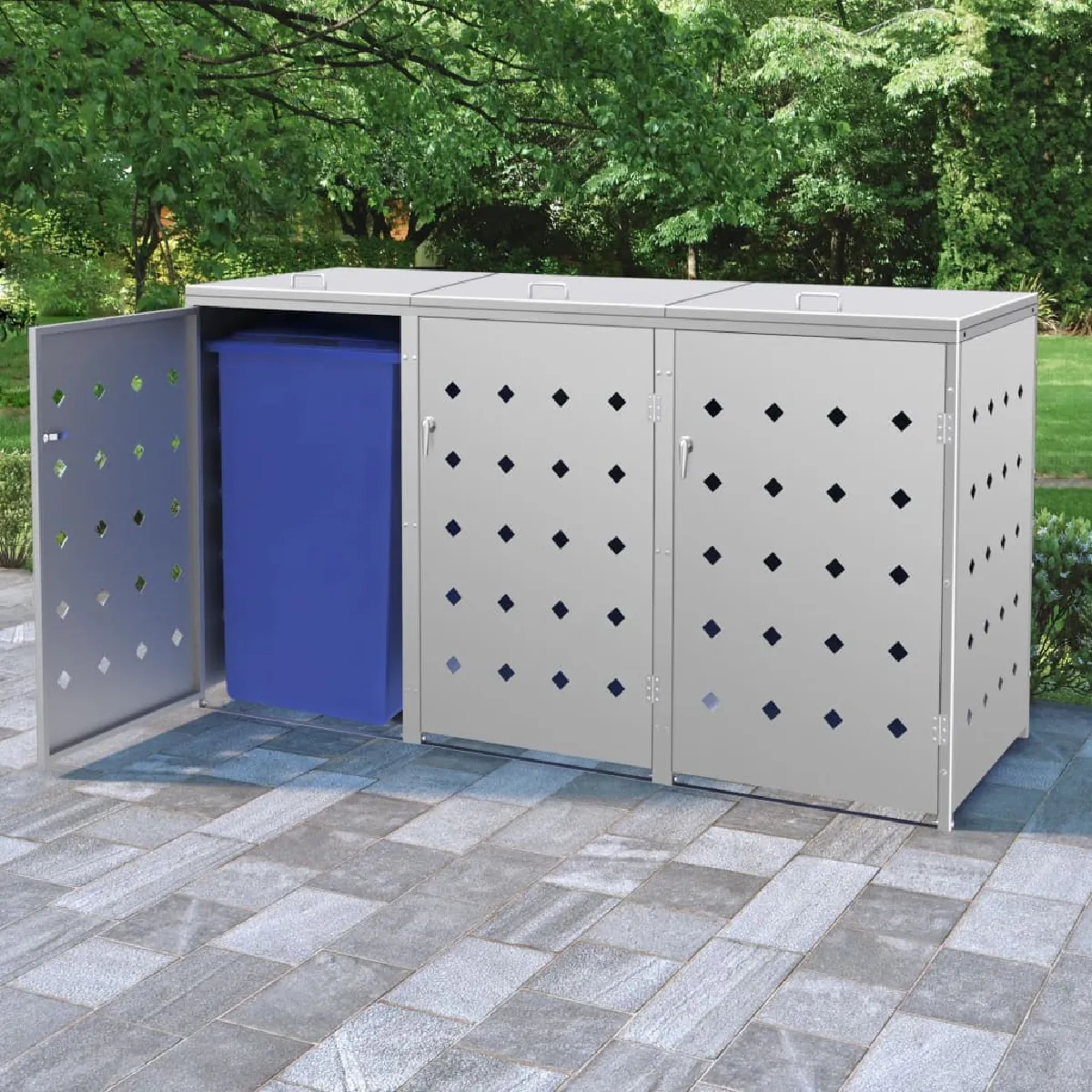 VIDAXL  Abri &agrave; Poubelle Triple 240 L - Inox