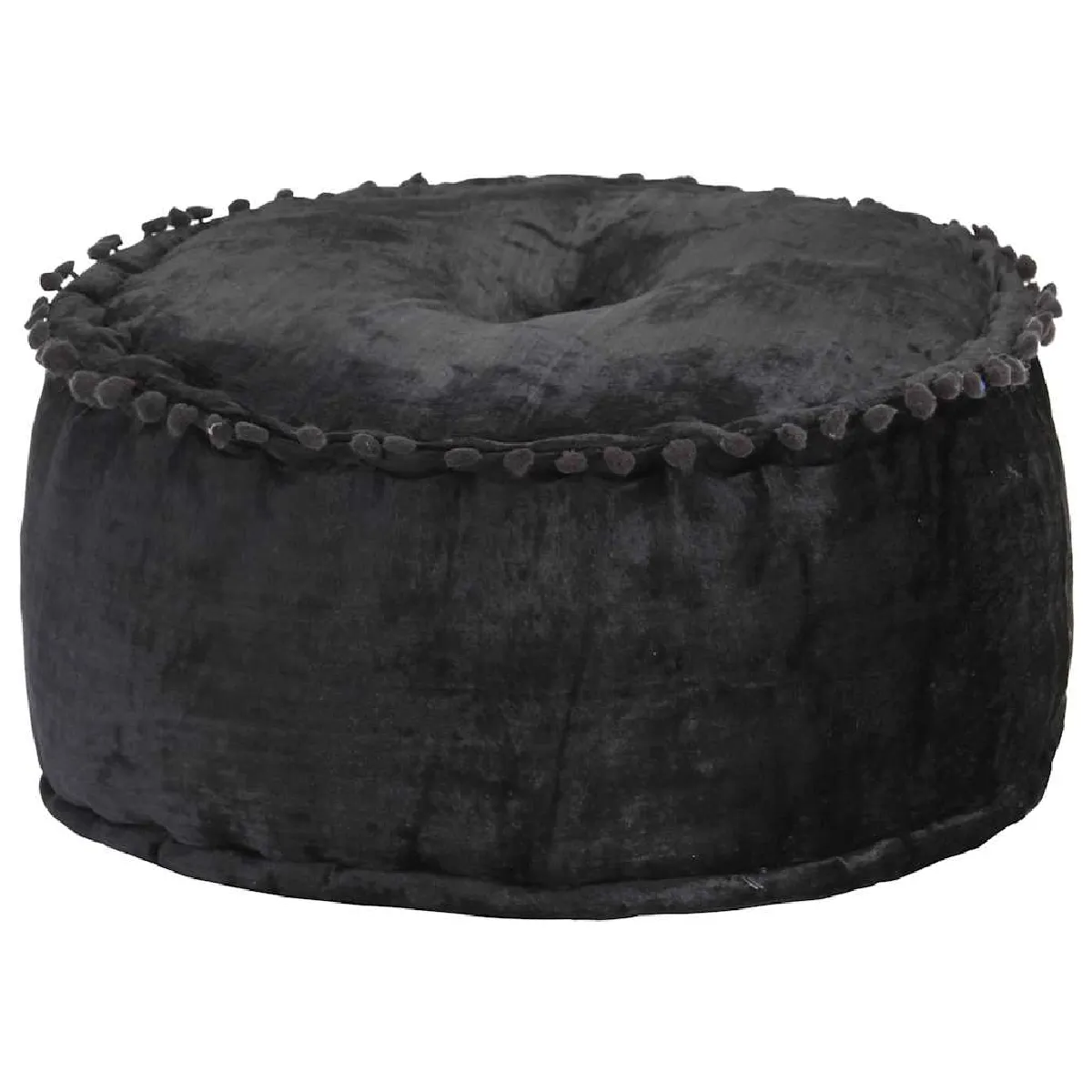 Non Communiqué Gris Pouf Rond Velours 40X20 Cm Anthracite - Image 3