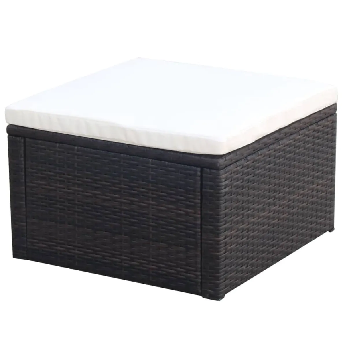Non Communiqué Marron Avec Coussin Blanc Cassé Tabouret Repose Pied Résine Tressée 53 X 53 X 30 Cm Marron - Image 2