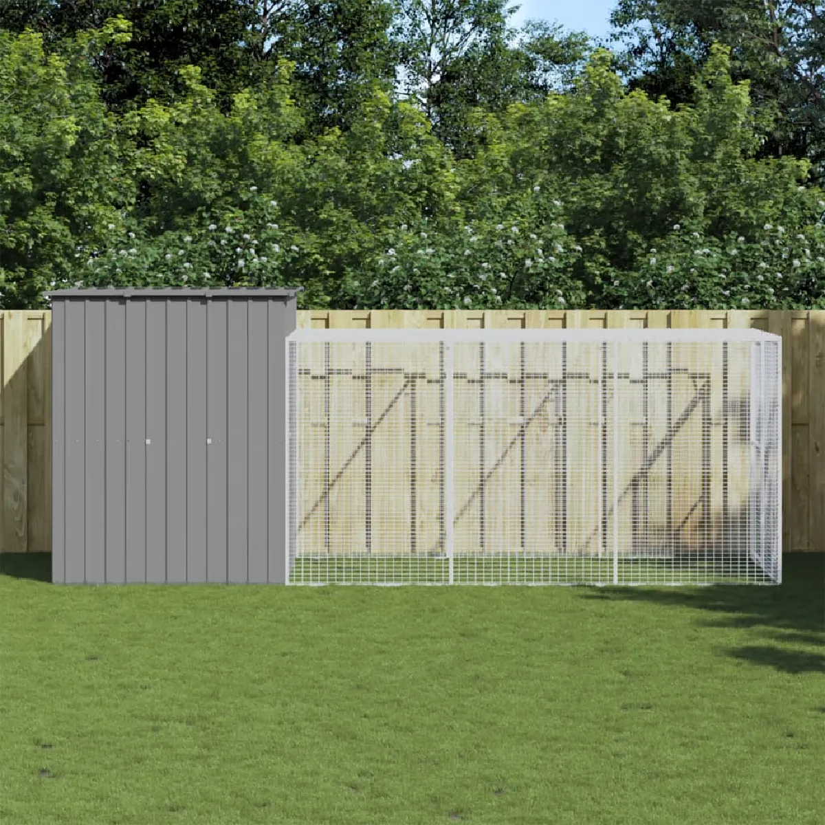 vidaXL Poulailler Cour 165x455x181