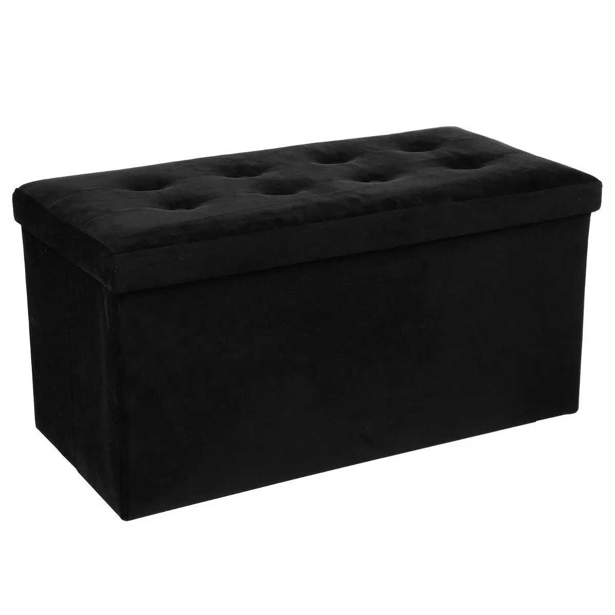 Atmosphera Noir Pouf Pliant Velours Lysandre - Image 3