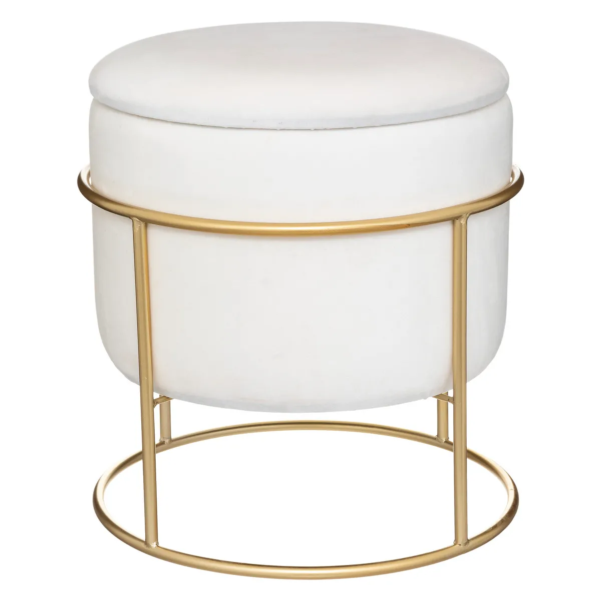 Atmosphera Blanc Pouf-Coffre Rond