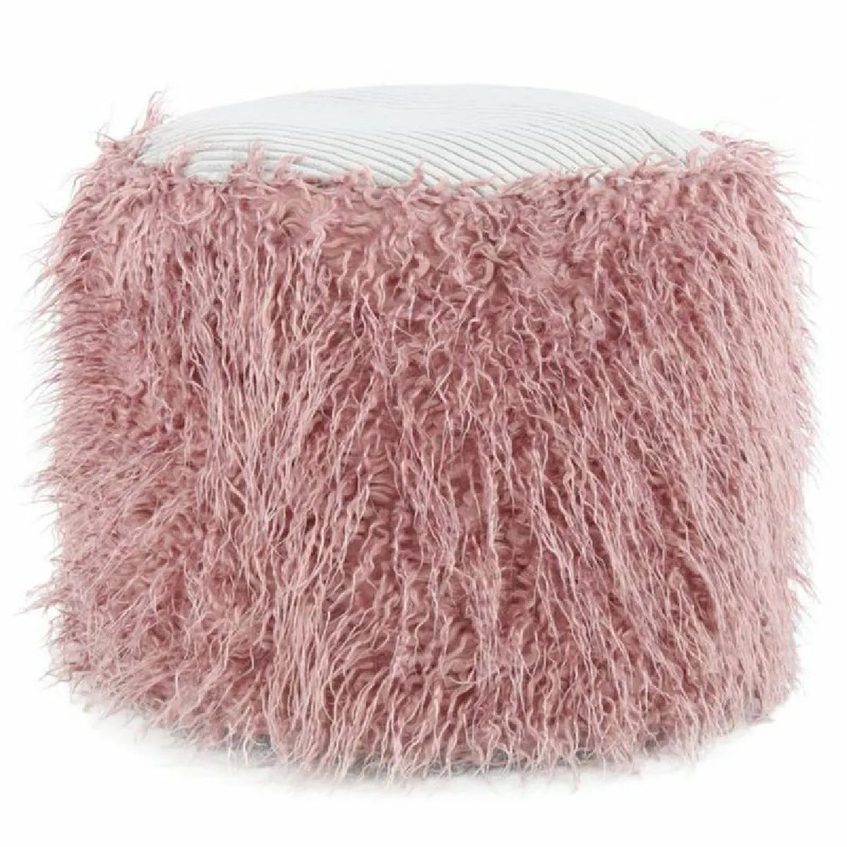 Generique Rose Pouf Rond Imitation Fourrure "Bobtail" 45Cm - Image 2