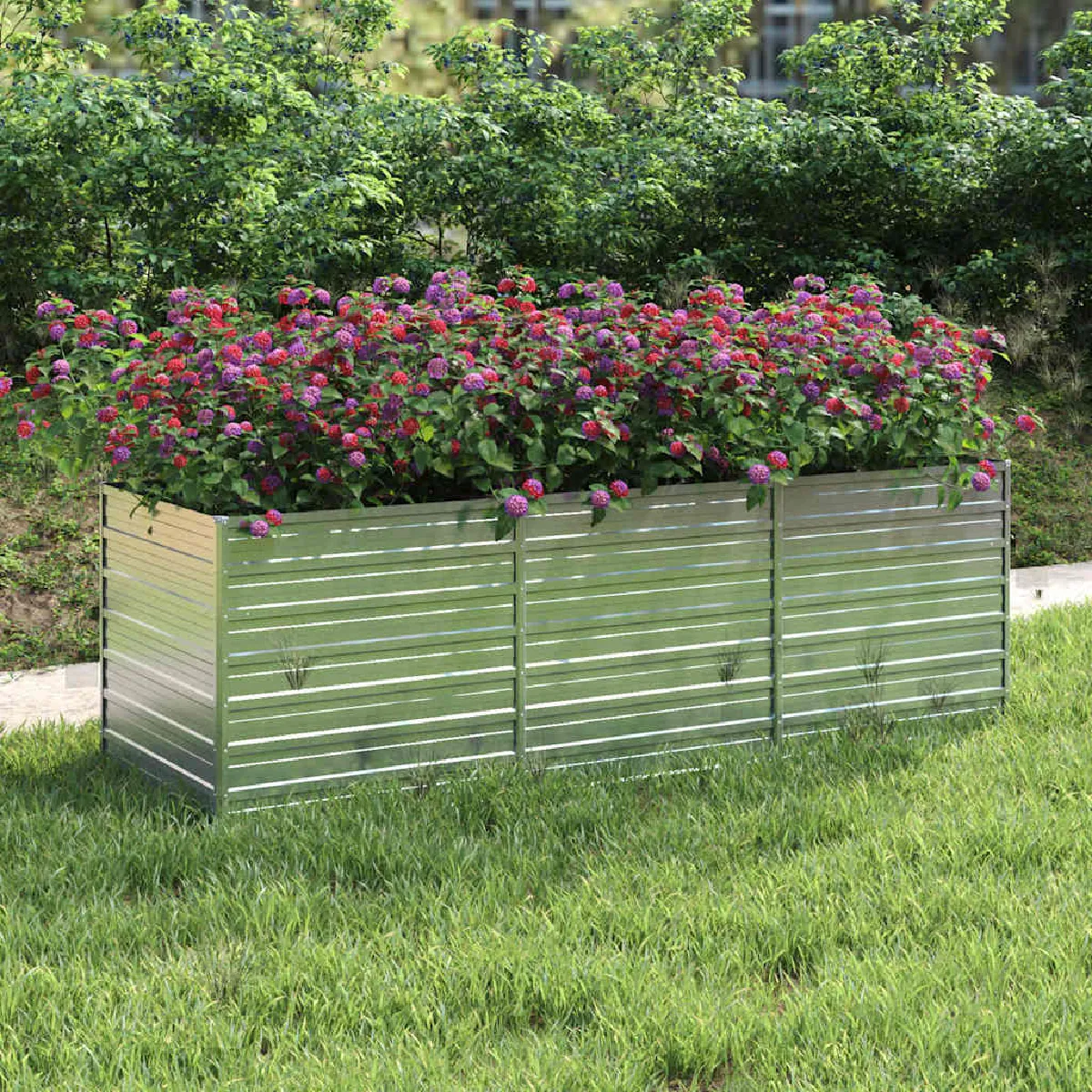 VIDAXL - Carré potager surélevé - Acier galvanisé - 240x80x77 cm - Argent - Image 2