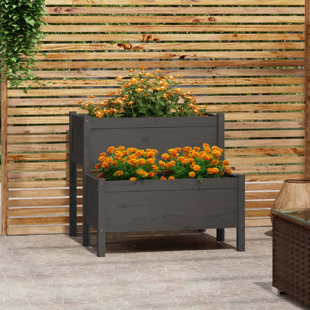 822259 vidaXL Jardinière 845x84x75 cm Bois massif de pin - vue 2