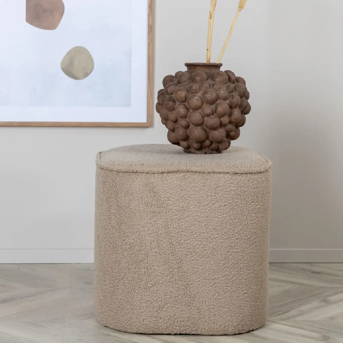 Venture Home Beige Pouf Piff Teddy