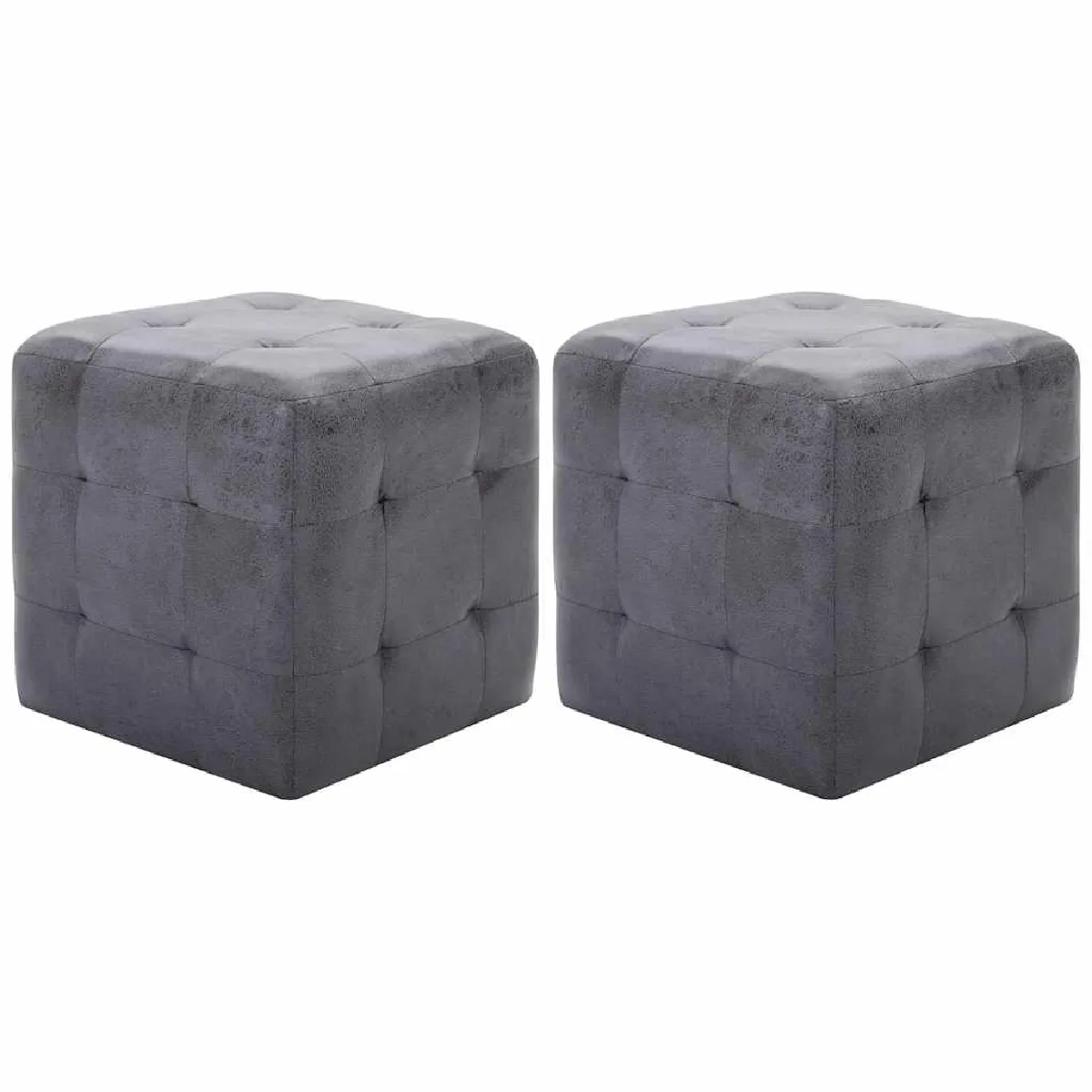 Non Communiqué Gris 2 Pcs Poufs 30 X 30 X 30 Cm Similicuir Daim - Image 3