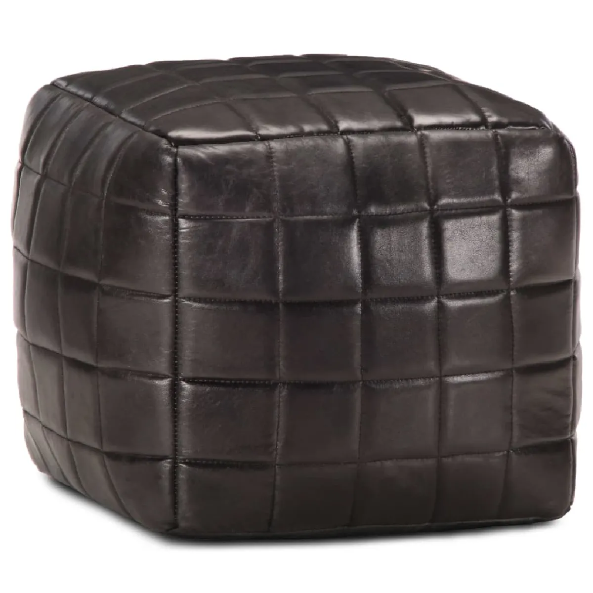 Vidaxl Noir Pouf Cuir