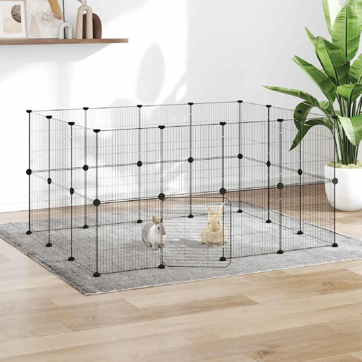 Comparer les prix de vidaXL Cage animaux 28 panneaux - Noir