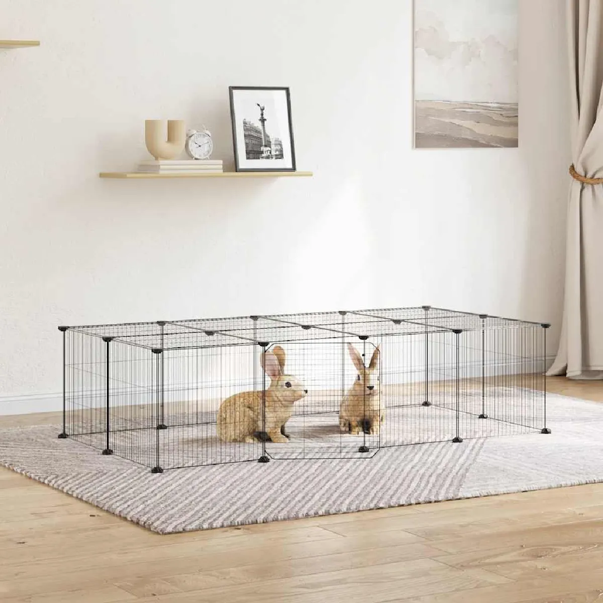 VidaXL Cage animaux - 20 panneaux - Noir