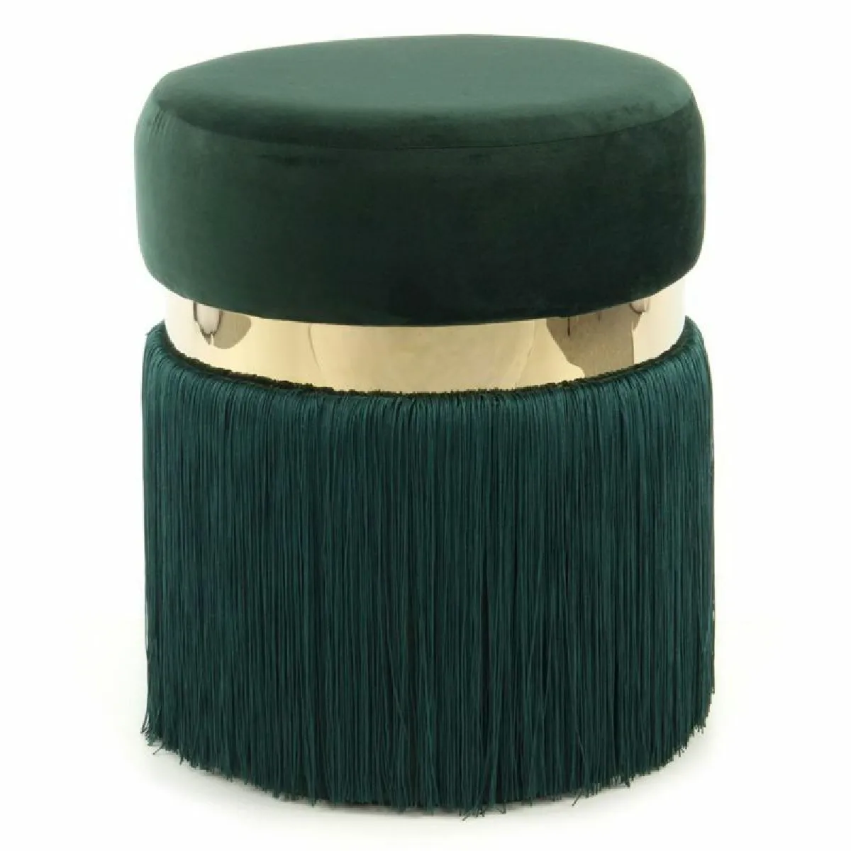 GENERIQUE - Pouf Rond Rebecca - Vert et Or - 45cm - Image 2