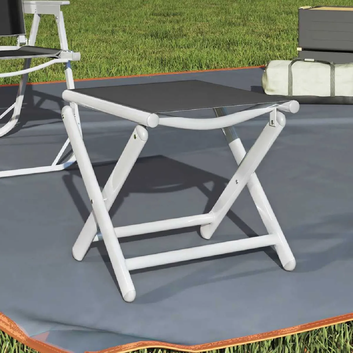 VIDAXL - Repose-pied pliable - Aluminium - Noir - Image 2