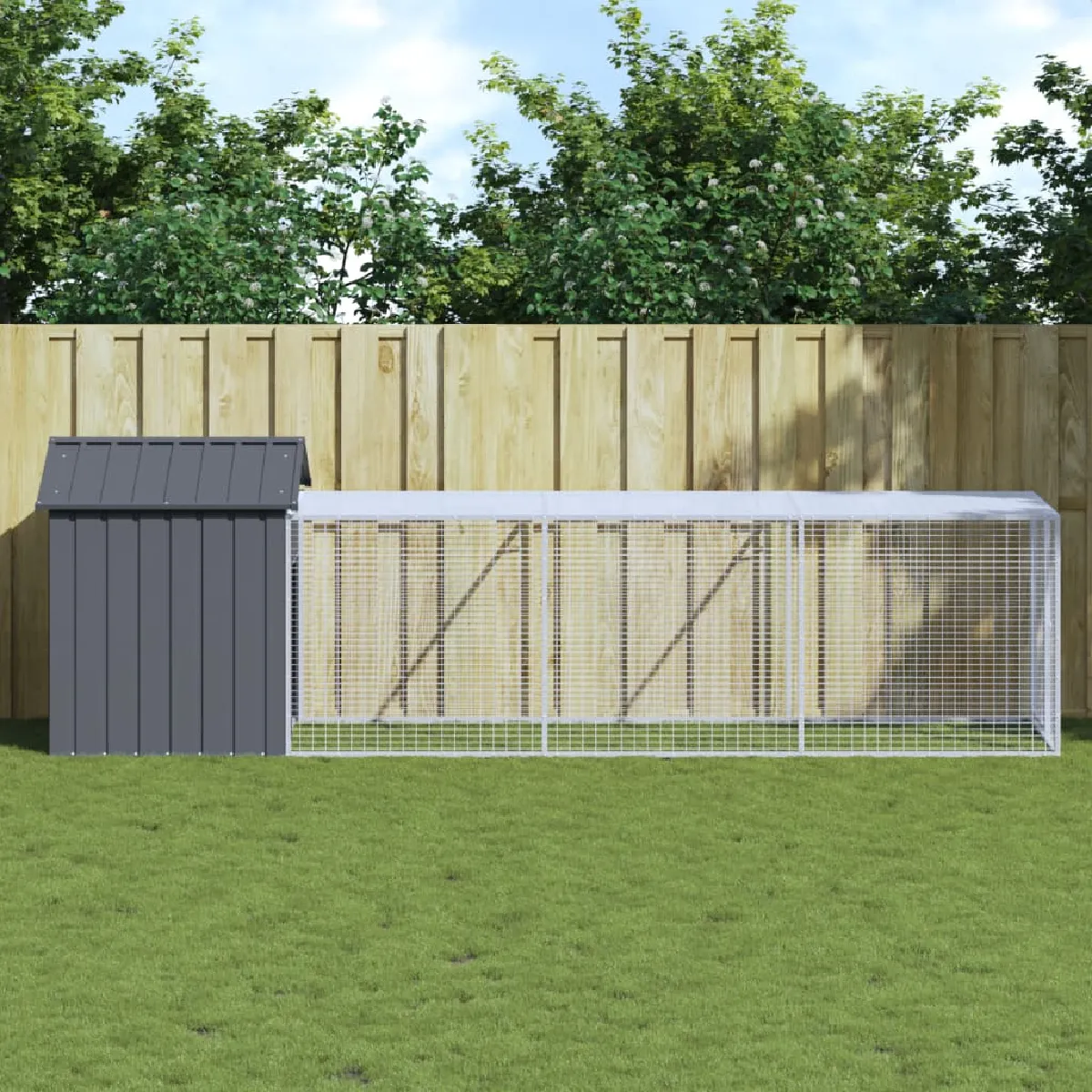 vidaXL Poulailler Cour 117x405x123 - vue 2