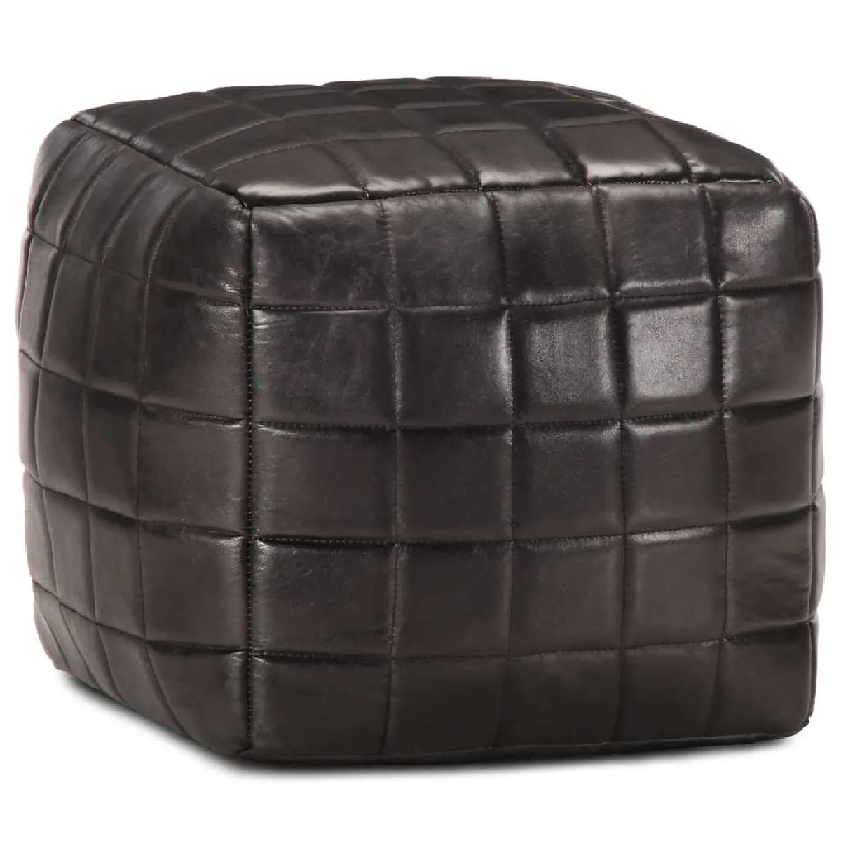 Non Communiqué Noir Vidaxl Pouf 40 X 40 X 40 Cm Cuir Véritable De Chèvre - Image 3