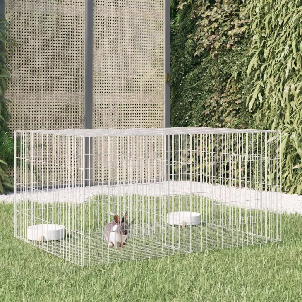 vidaXL Cage à lapin fer galvanisé 110x79x54 cm