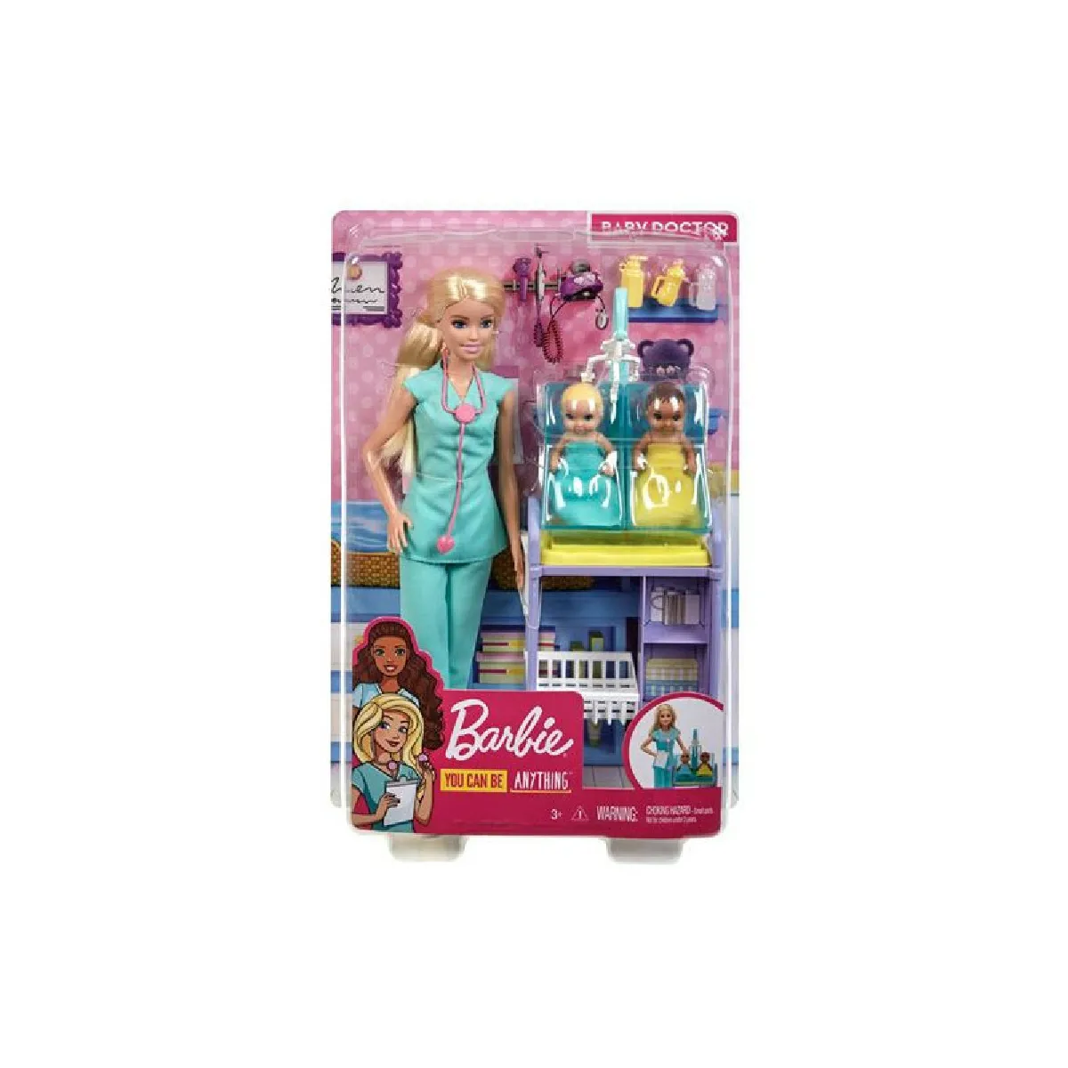 Barbie Métiers Coffret poupée Pédiatre Blonde avec Cabinet médical Deux bébés et Accessoires Jouet pour Enfant GKH23 - vue 7