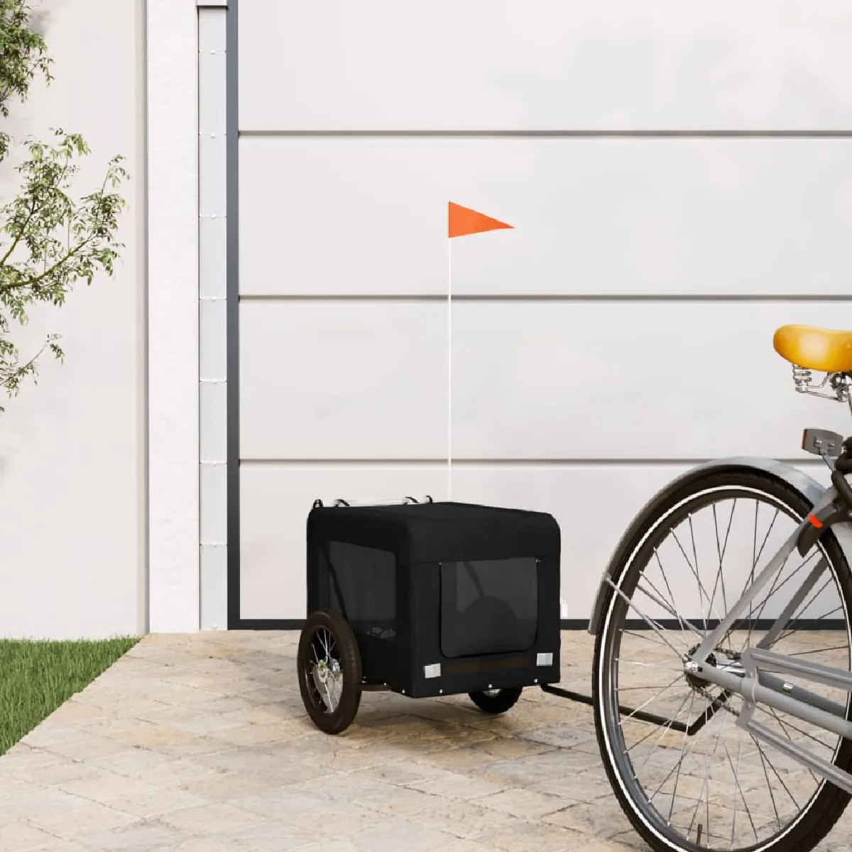 Vidaxl Remorque de vélo pour chien noir tissu oxford et fer 93912 - vue 2