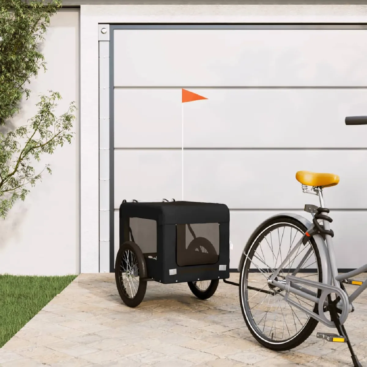 vidaXL Remorque de vélo pour animaux - Noir
