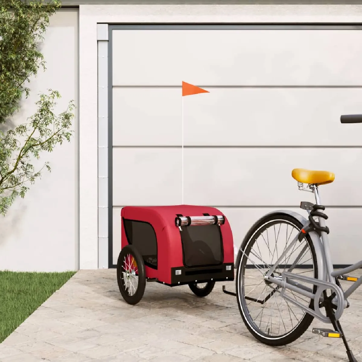 vidaXL Remorque de Vélo pour Animaux - Rouge/Noir