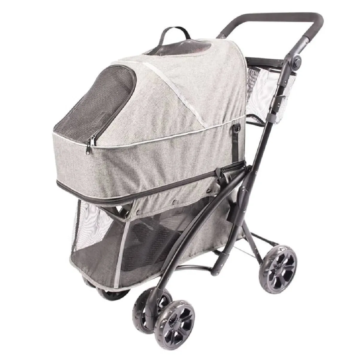 Comparer les prix de Duvo Pet Buggy Deluxe - 79x46x99 Cm - Gris - Pour Chat Et Chien