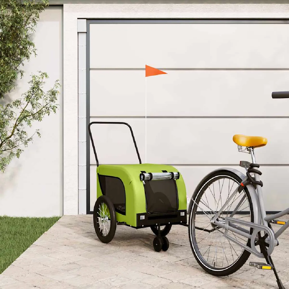 vidaXL Remorque vélo - Vert et noir