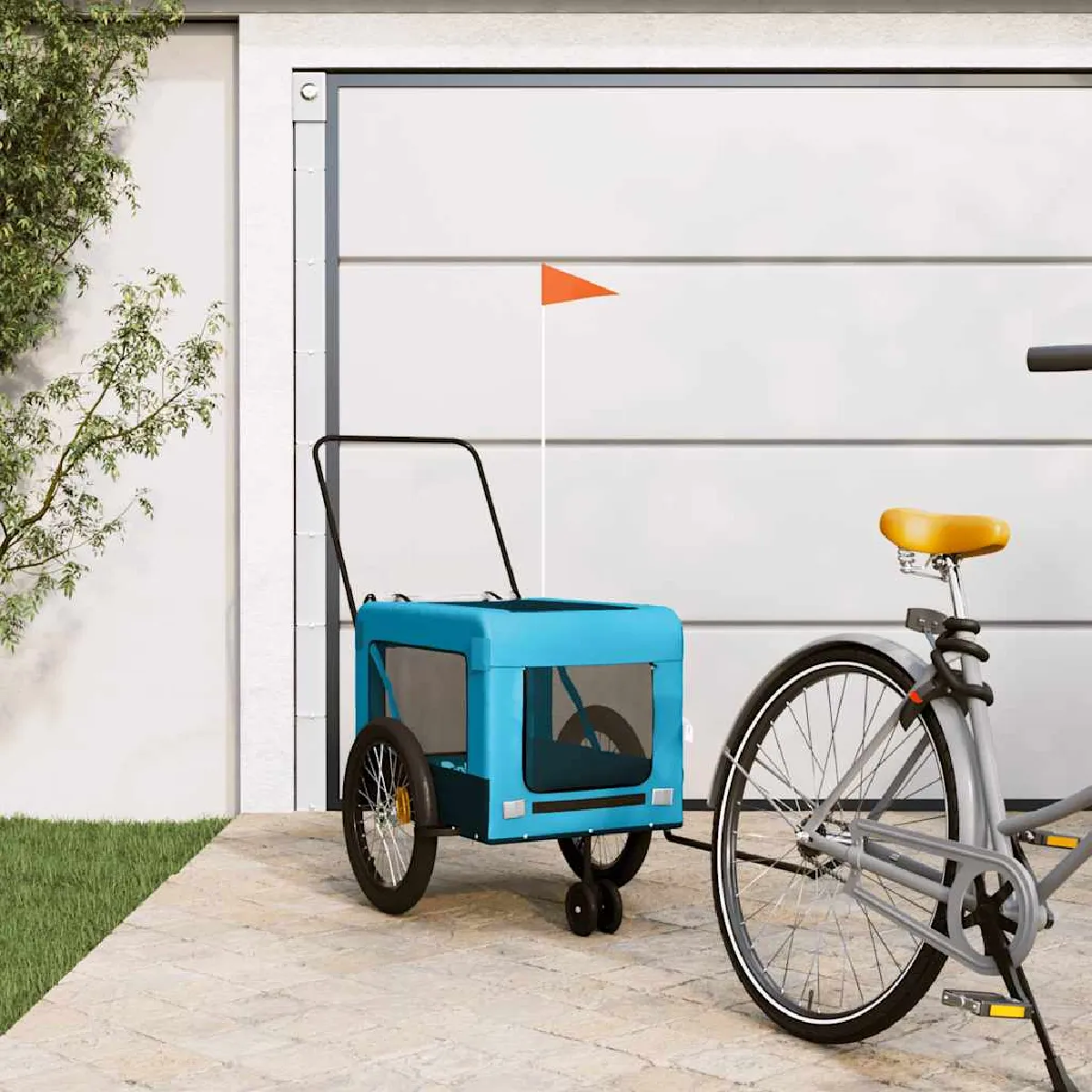 Meilleurs prix pour vidaXL Remorque Vélo Animal - Bleu et Noir