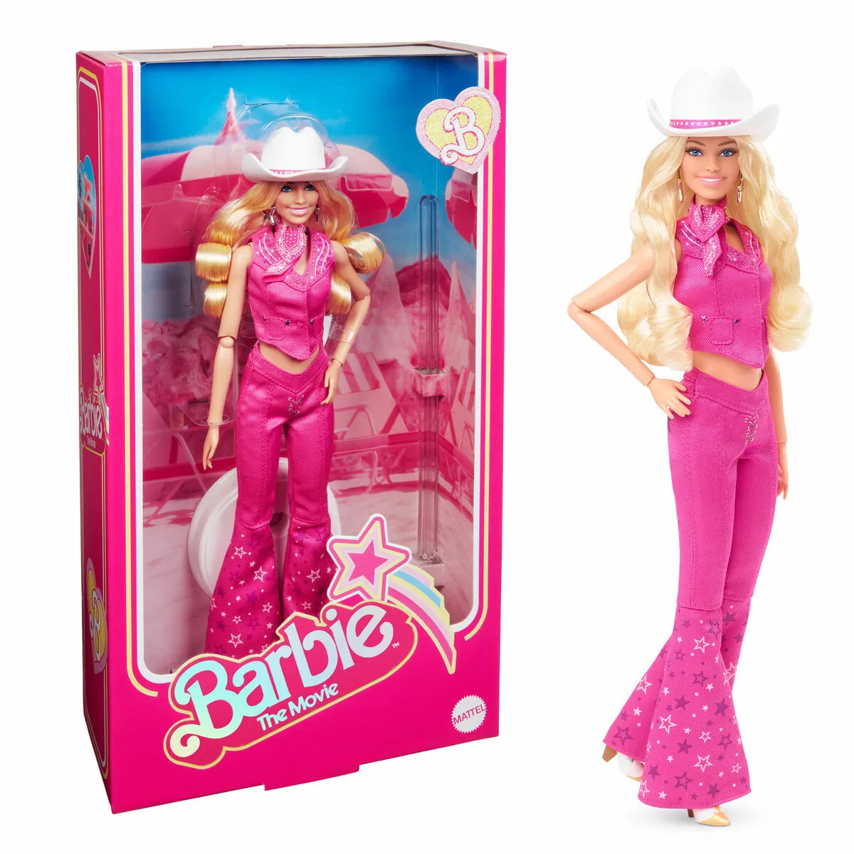Barbie Le Film Poupée Mannequin Articulée Inspirée du Film avec Margot Robbie avec Tenue Western Et Chapeau De Cowboy À Collectionner Jouet Enfant HPK00