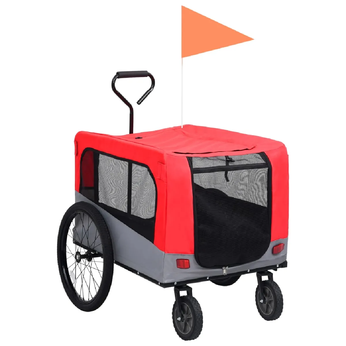 VIDAXL  Remorque v&eacute;lo chiens et poussette 2-en-1 - Rouge et gris