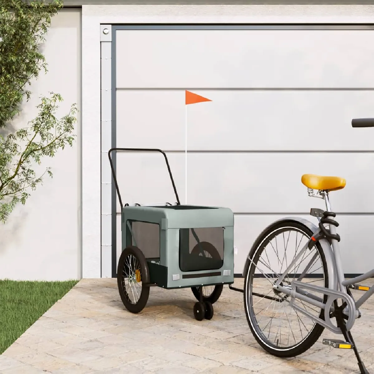 VIDAXL - Remorque de vélo pour chien - Gris et Noir - Image 2