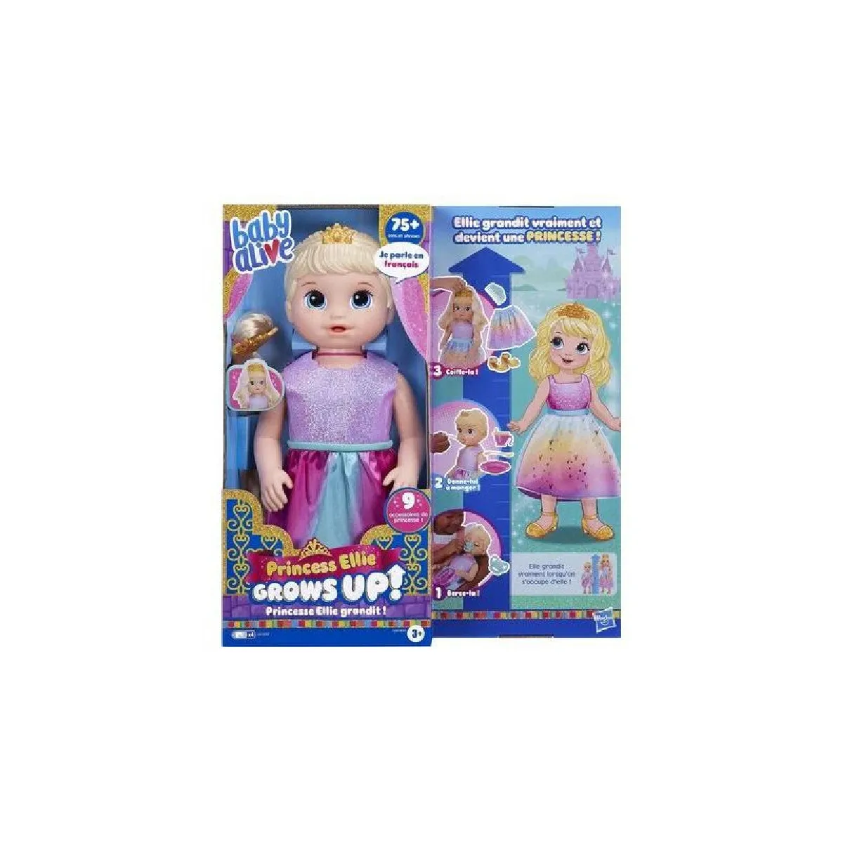 Hasbro Baby Alive Poupée Princesse Ellie Grandit ! Cheveux Blonds - vue 2