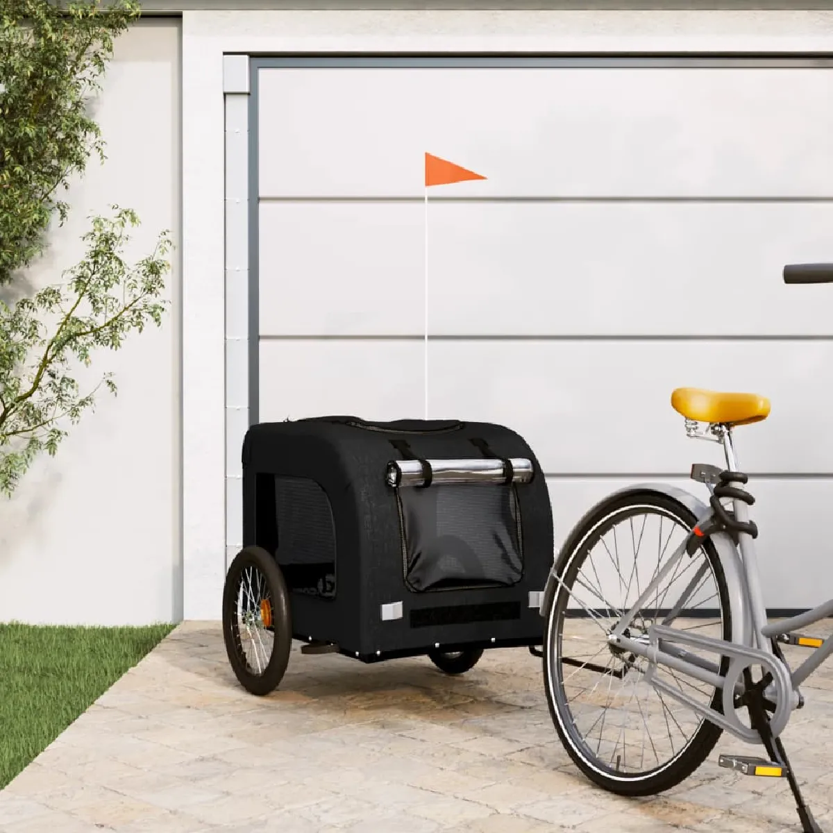 vidaXL Remorque de vélo pour animaux - Noir