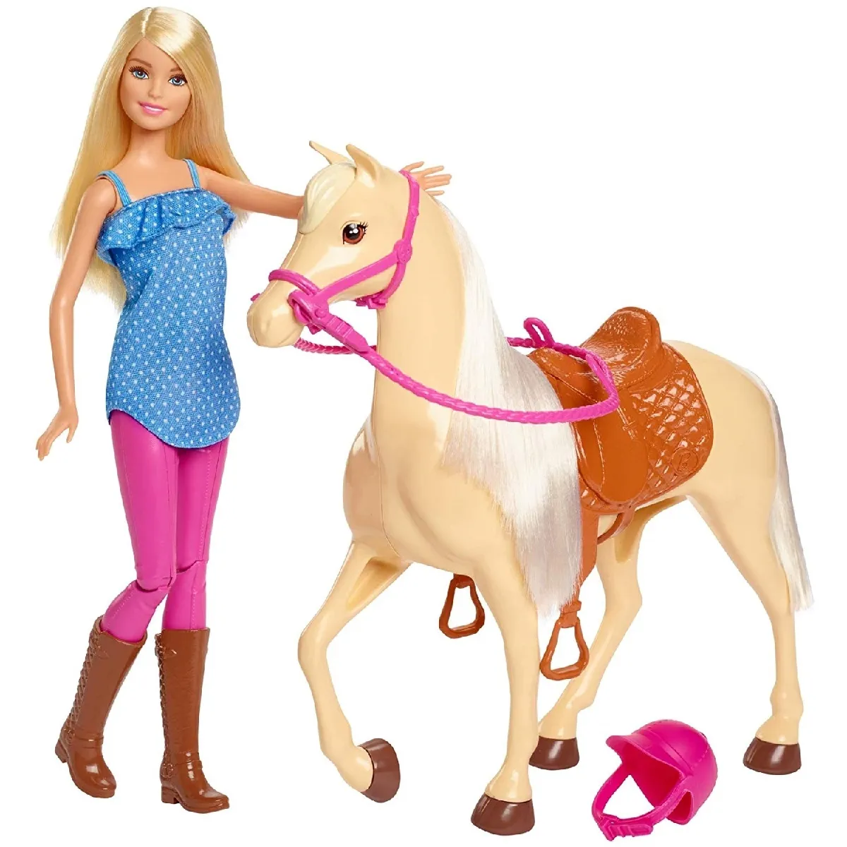 Barbie et Son Cheval poupée Blonde en Tenue d'équitation avec Genoux articulés Jouet pour Enfant FXH13 - vue 7