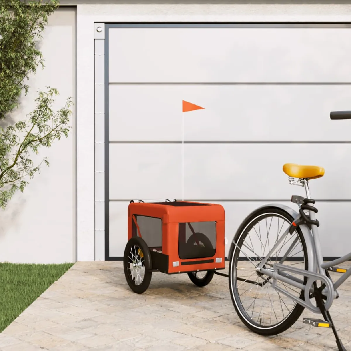 Non Communiqué Orange Et Noir Remorque De Vélo Pour Animaux De Compagnie - Image 3