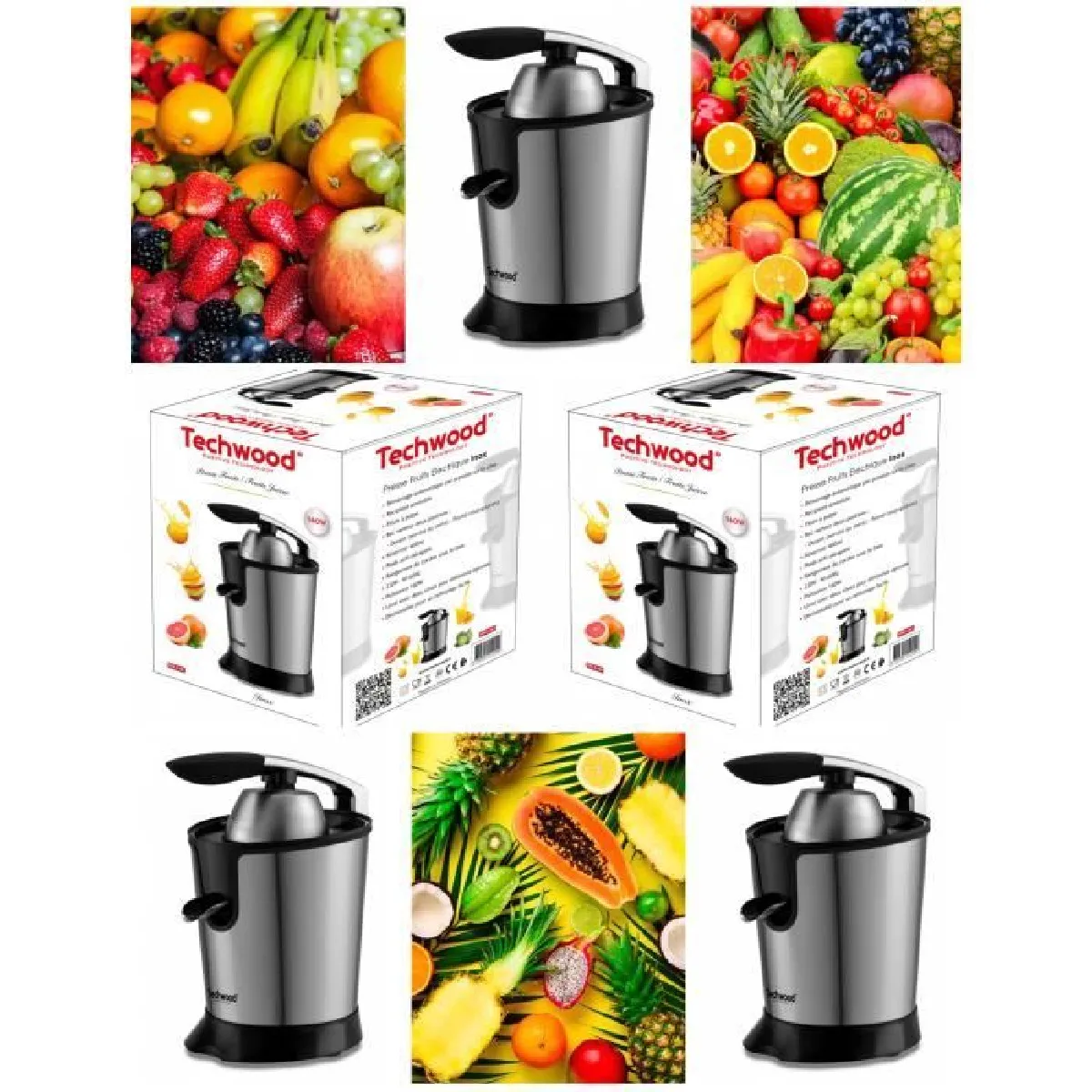 Techwood Presse agrumes Inox