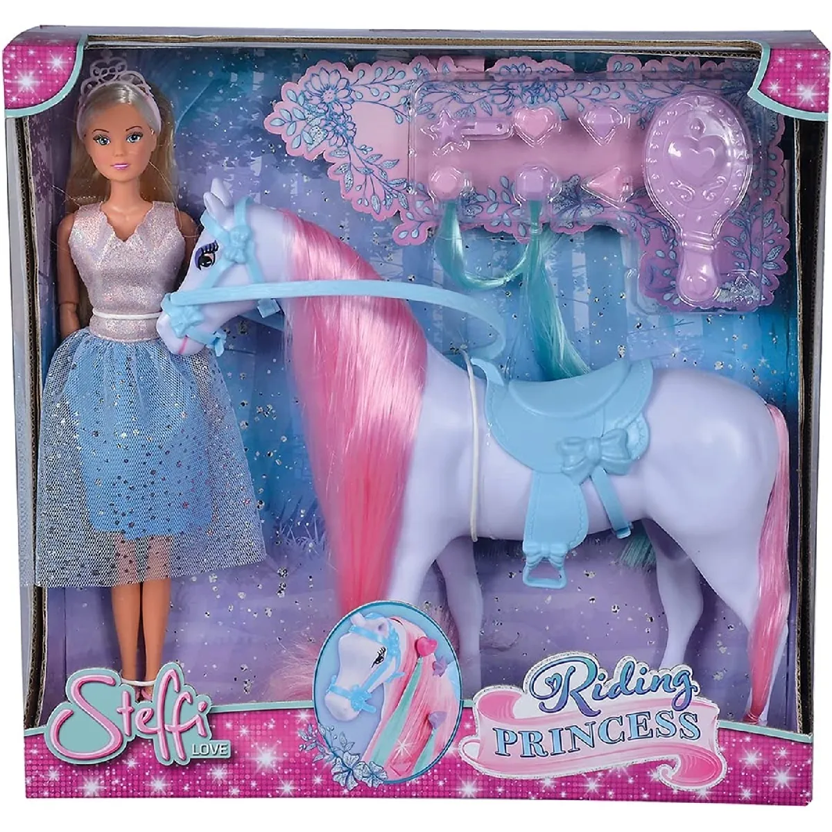 Simba - Steffi Love Princesse et Cheval - Poupée Mannequin 29cm - Robe + Tiare - Accessoires de Coiffure inclu - Image 4