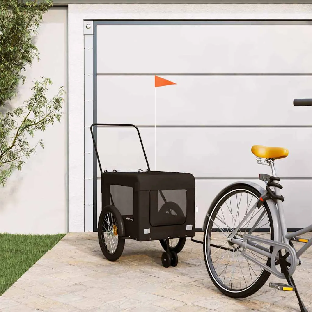 vidaXL Remorque de Vélo pour Animaux - Noir