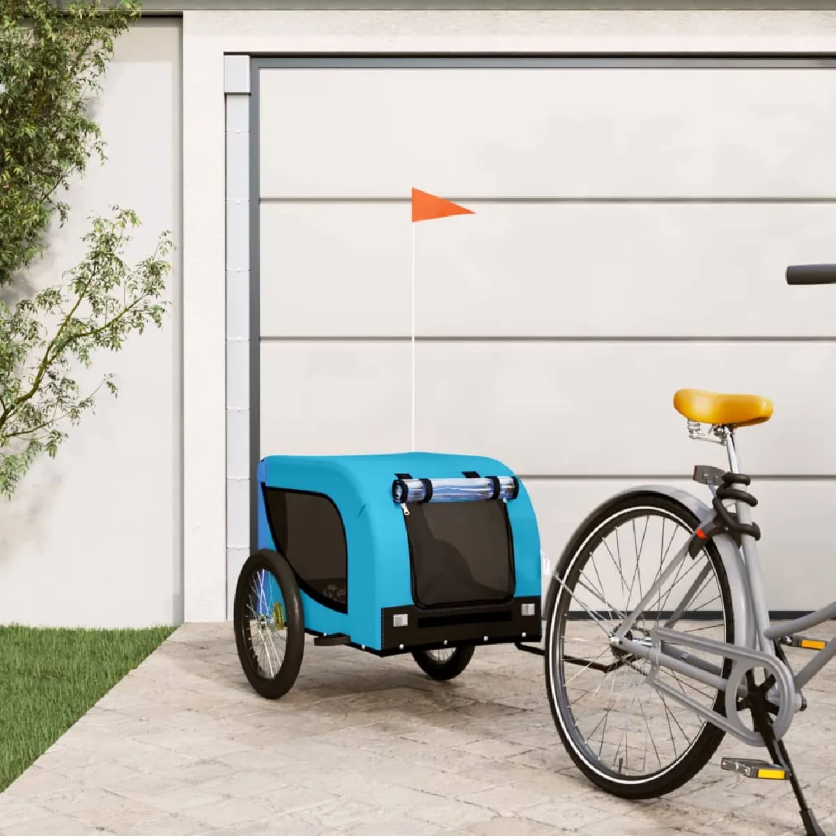 Vidaxl Bleu/Noir Remorque De Vélo Pour Animaux