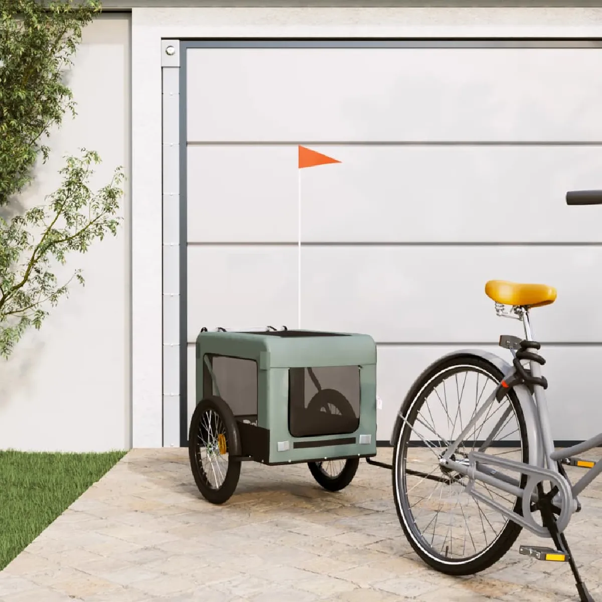 Meilleurs prix pour vidaXL Remorque de Vélo pour Animaux - Gris/Noir