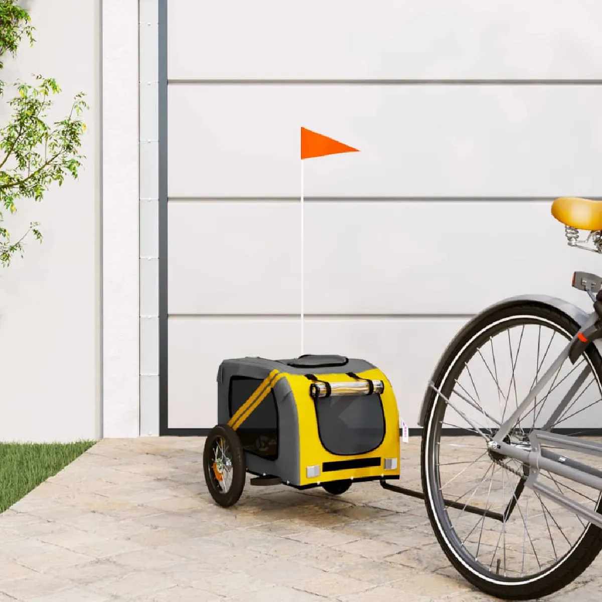 Non Communiqué Gris Remorque De Vélo Pour Animaux De Compagnie Jaune Et - Image 3