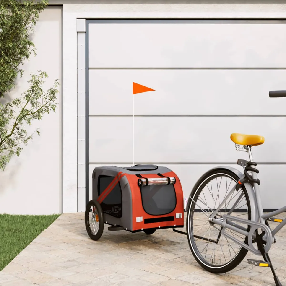 vidaXL Remorque vélo - Orange et noir