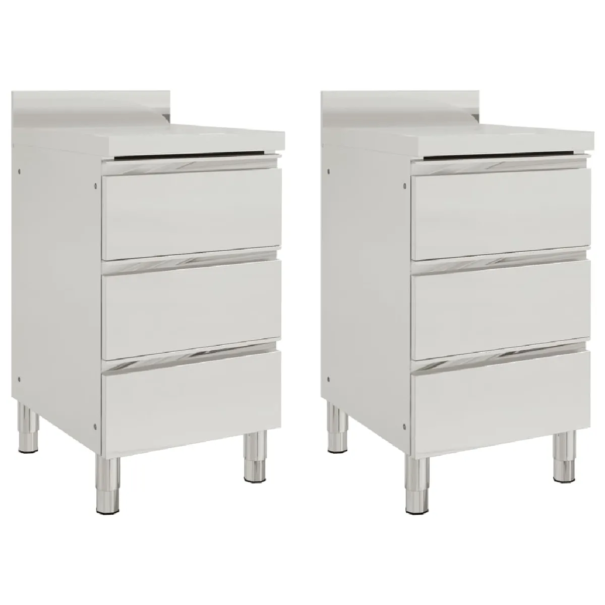 vidaXL Armoire cuisine commercial 2 pcs Trois tiroirs Inox