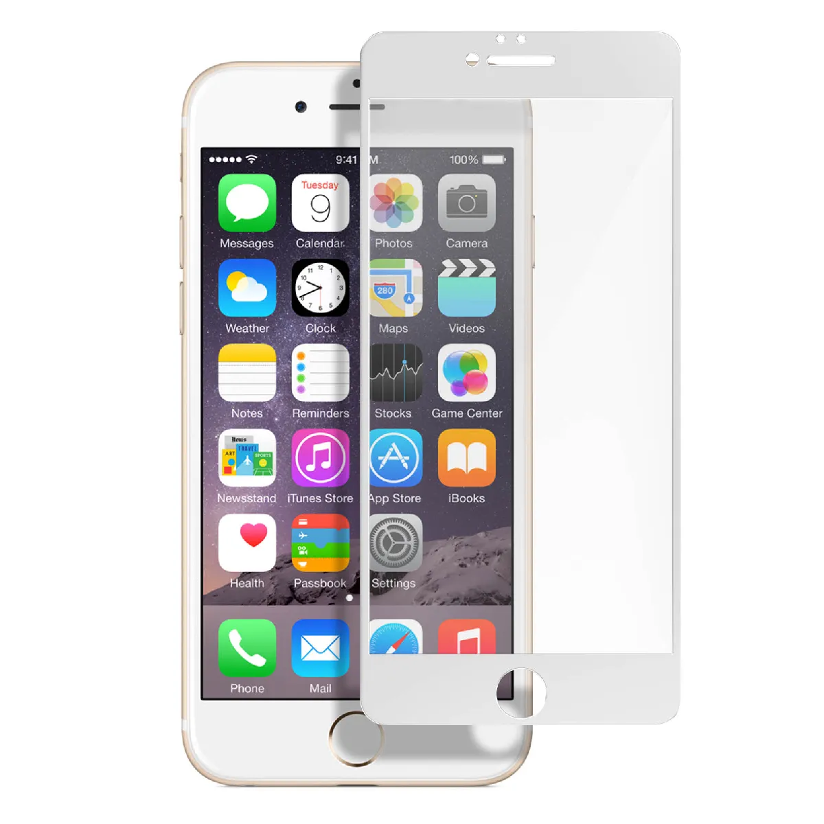 Avizar Blanc Film Écran Iphone 6 Plus Et 6S Plus Verre Trempé Biseauté